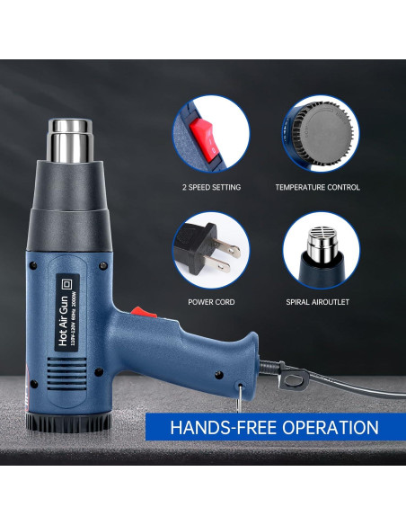 Pistola de Calor 1800W R-PACK 866A Digital 50-649C 4 Boquillas Pistola de Calor 1800W R-PACK 866A Digital 50-649C 4 Boquillas