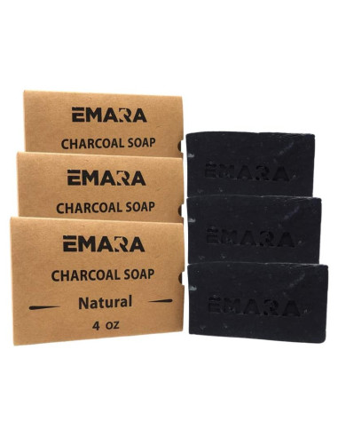 Jabón Natural EMARA Vegano 113.4 g - Carbón de Bambú (3-Pack)
