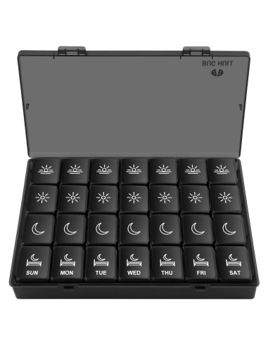 Organizador de Pastillas Grande BUG HULL XL 7 Días Negro