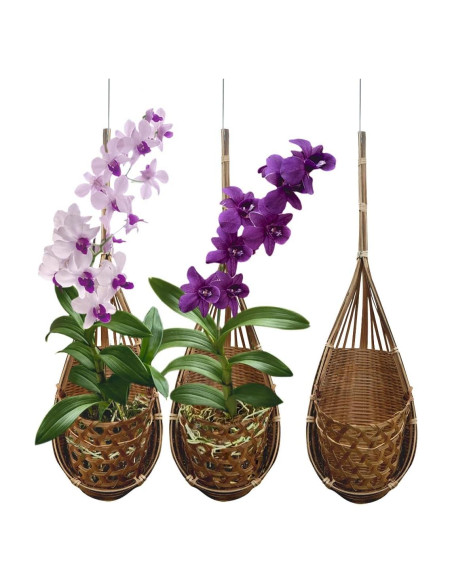 Cesta Colgante de Bambú Natural PANWA - Set de 3, 10 cm Cesta Colgante de Bambú Natural PANWA - Set de 3, 10 cm