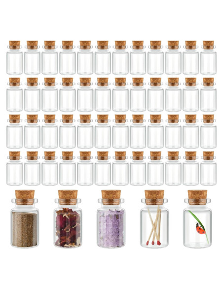 Gerrii 100 Mini Botellas de Vidrio 20ml con Tapones de Madera Gerrii 100 Mini Botellas de Vidrio 20ml con Tapones de Madera