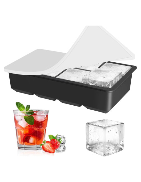 Bandeja de Hielo de Silicona Alinana con Tapa - 8 Cubos Grandes Bandeja de Hielo de Silicona Alinana con Tapa - 8 Cubos Grandes