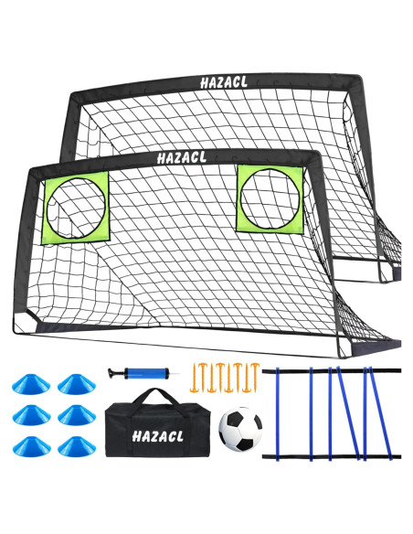 Portería de Fútbol Portátil Hazacl 6x4 FT con Balón y Accesorios Portería de Fútbol Portátil Hazacl 6x4 FT con Balón y Accesorios