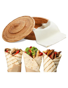 Cesta Calentadora de Tortillas Wenqik 25.4 cm con 2 Toallas de Algodón