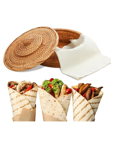 Cesta Calentadora de Tortillas Wenqik 25.4 cm con 2 Toallas de Algodón