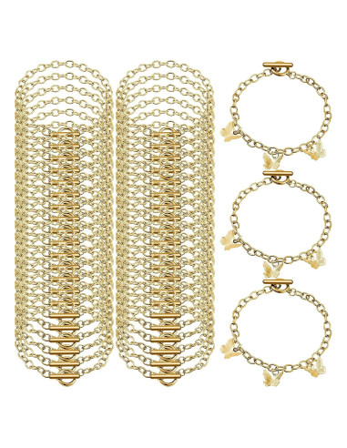 Cadenas de Pulsera Hicarer 45 Piezas Acero Inoxidable Oro
