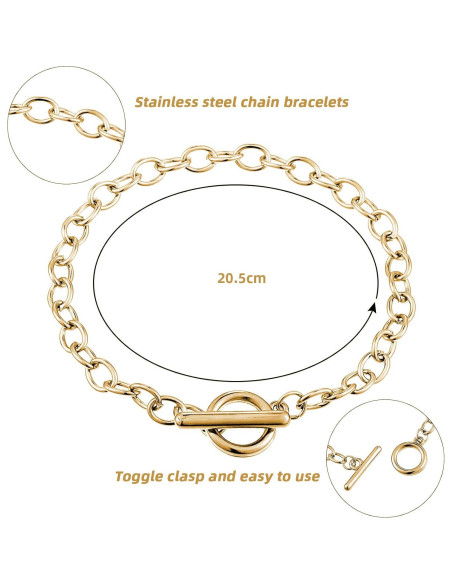 Cadenas de Pulsera Hicarer 45 Piezas Acero Inoxidable Oro Cadenas de Pulsera Hicarer 45 Piezas Acero Inoxidable Oro
