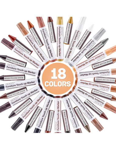 Kit de Reparación de Madera DEWEL 18 Colores para Rasguños