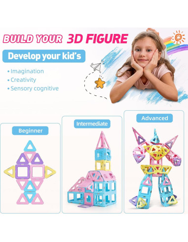 MAGBLOCK Juego de Bloques Magnéticos 103pcs para Niños 3+