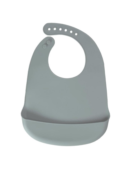 Babero de Silicona Azul Gris Libre de BPA con Capturador Babero de Silicona Azul Gris Libre de BPA con Capturador