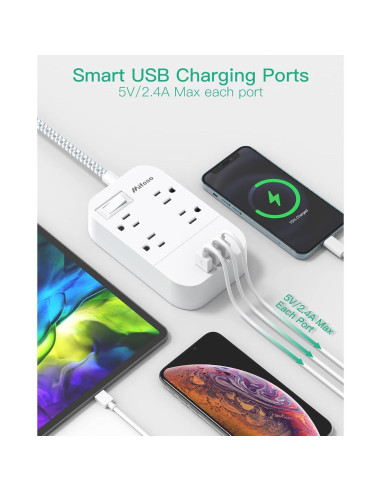 Regleta Mifaso 5FT (1.52m) con 4 Tomacorrientes y 3 USB