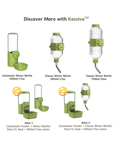 Dispensador Automático de Agua y Comida Kassiva Verde 500ml Dispensador Automático de Agua y Comida Kassiva Verde 500ml