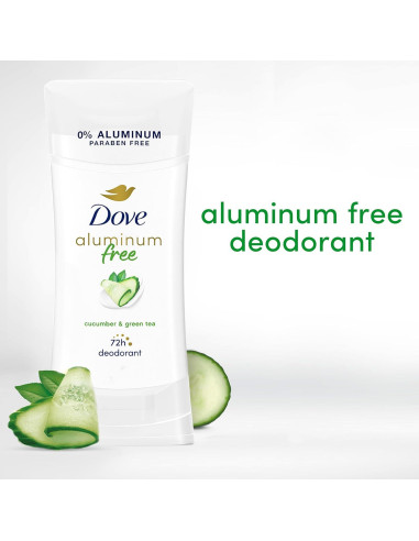 Desodorante Dove Sin Aluminio Pepino y Té Verde 4x73.71g