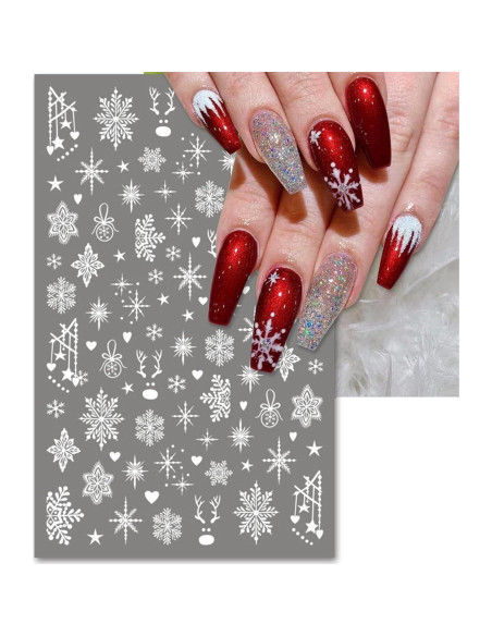 Calcomanías de Uñas 3D IDDFEVE Navidad Copos de Nieve 4 Hojas Calcomanías de Uñas 3D IDDFEVE Navidad Copos de Nieve 4 Hojas
