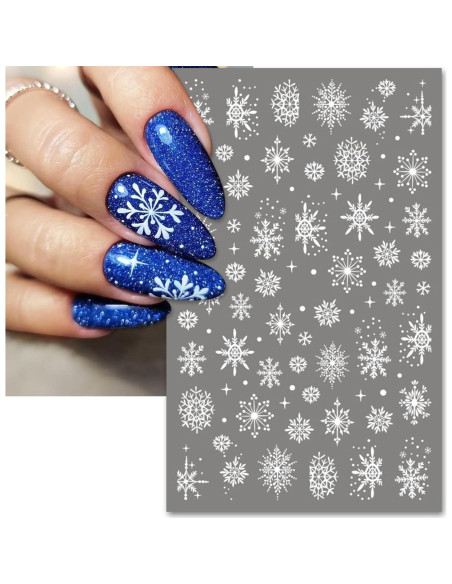 Calcomanías de Uñas 3D IDDFEVE Navidad Copos de Nieve 4 Hojas Calcomanías de Uñas 3D IDDFEVE Navidad Copos de Nieve 4 Hojas