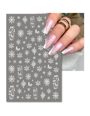 Calcomanías de Uñas 3D IDDFEVE Navidad Copos de Nieve 4 Hojas
