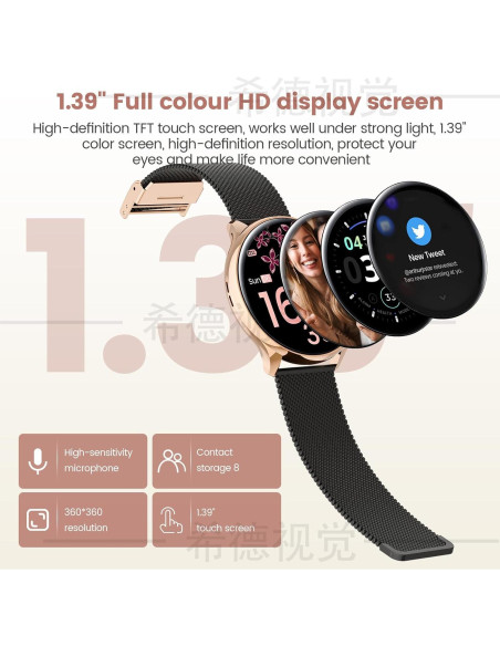 Reloj Inteligente RifePhi para Mujeres 1.39" Monitor FC/PA/SpO2 Reloj Inteligente RifePhi para Mujeres 1.39" Monitor FC/PA/SpO2