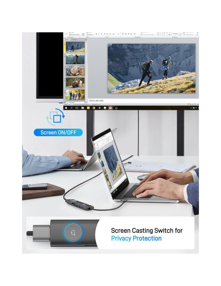 Adaptador Multiport USB-C Acer 7 en 1 HDMI 4K 100W PD Adaptador Multiport USB-C Acer 7 en 1 HDMI 4K 100W PD