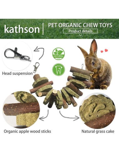Juguetes de Masticación para Conejos Kathson 3PCS Orgánicos