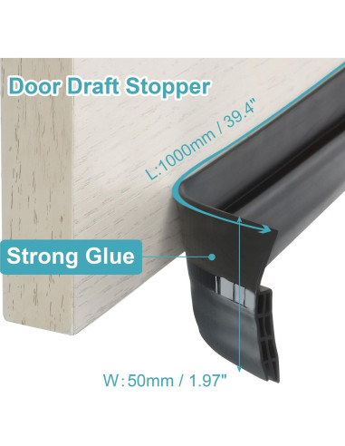 Tapón de Puerta TPE uxcell 1000x50mm Negro Aislante Acústico