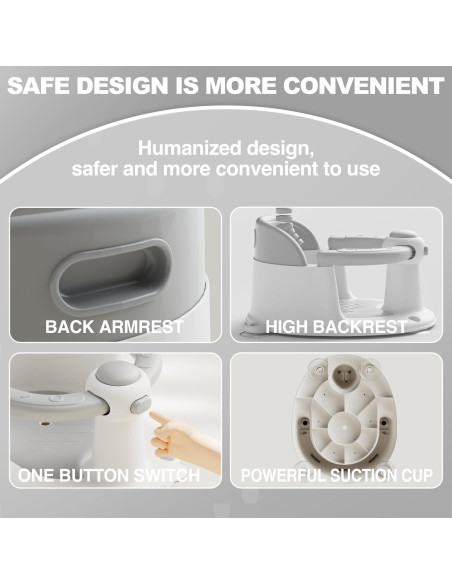 Asiento de baño antideslizante para bebés gris - 6 meses+ Asiento de baño antideslizante para bebés gris - 6 meses+