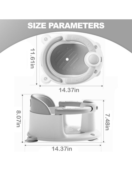 Asiento de baño antideslizante para bebés gris - 6 meses+ Asiento de baño antideslizante para bebés gris - 6 meses+