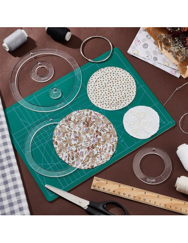 Plantillas Acrílicas Circulares NBEADS 6 Pcs para Costura 1-15 cm