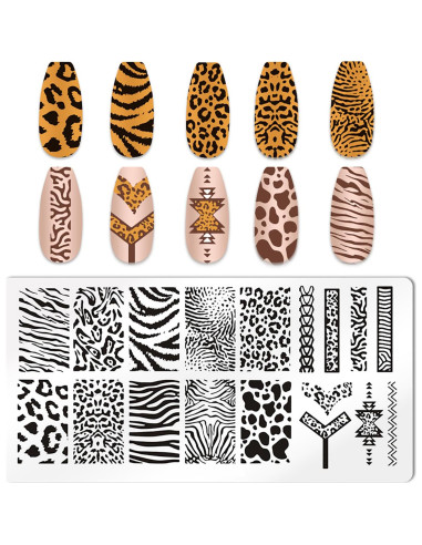 Kit de Estampado de Uñas 5 Piezas MOLILO - Diseño Leopardo