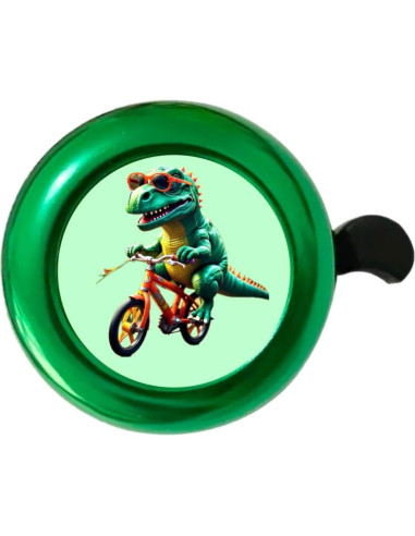 Timbre de Bicicleta para Niños Genérico - Diseño Dinosaurio Verde y Azul