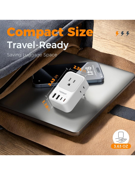 Adaptador de Enchufe de Viaje TESSAN 8 en 1 USB-C 20W UE Adaptador de Enchufe de Viaje TESSAN 8 en 1 USB-C 20W UE