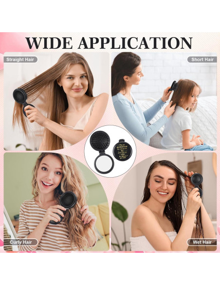 Set de 12 Cepillos de Pelo Plegables Leinuosen con Espejo Negro Set de 12 Cepillos de Pelo Plegables Leinuosen con Espejo Negro