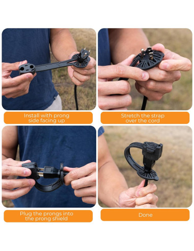 Cubierta Protectora de Enchufe Exterior Prong Shield Negro 2 Unidades