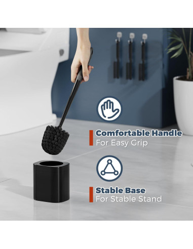 Juego de 3 Cepillos de Inodoro Holaloha con Soporte Negro