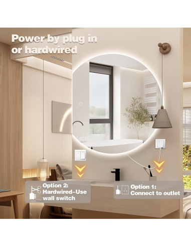 Espejo LED TheiaMo 81x73 cm Anti-vaho Sin Marco 3 Colores