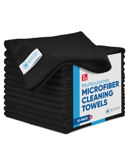 Paño de Microfibra Negro Microfiber Wholesale - Paquete de 12 Paño de Microfibra Negro Microfiber Wholesale - Paquete de 12