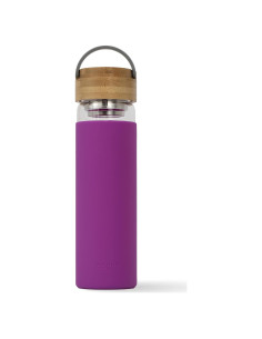 Botella de Infusión de Té Apana 555 ML Vidrio con Tapa de Bambú