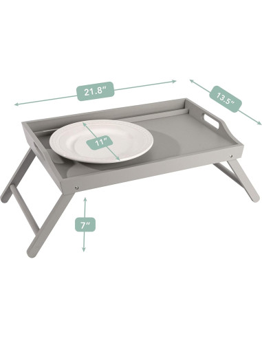 Bandeja de Cama Extra Grande Rossie Home Madera Gris 55.12x35.31 cm