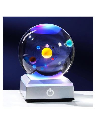 Bola de Cristal 3D Sistema Solar QIANCHANG 8 cm Luz Nocturna