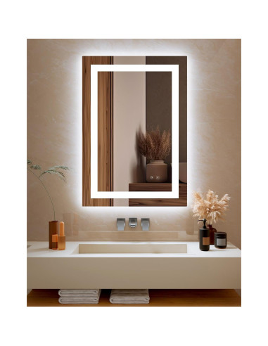 Espejo de Baño LED Ensenior 81x61cm con Luz Frontal y Trasera