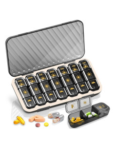 Organizador Semanal de Pastillas GloDeals 3 Dosis Diarias Negro