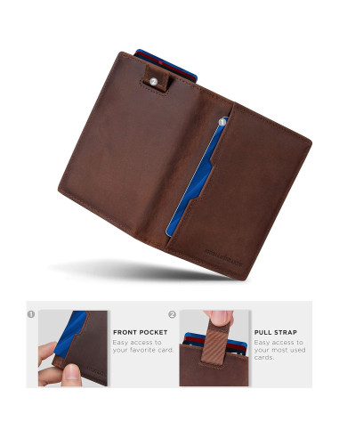 Cartera Bifold de Cuero SERMAN BRANDS con Bloqueo RFID - Marrón
