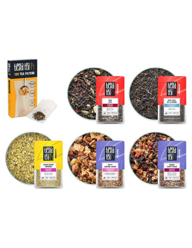 Set de Té de Otoño Tiesta Tea - 5 Mezclas Premium y 100 Filtros