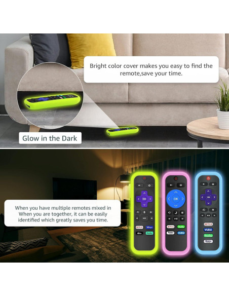 Paquete de 3 fundas de silicona para control remoto Roku SOTATOO Paquete de 3 fundas de silicona para control remoto Roku SOTATOO