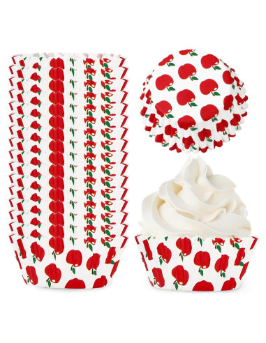 Forros para Cupcakes Manzana Rojos 300 Pcs Whaline 5.08 cm
