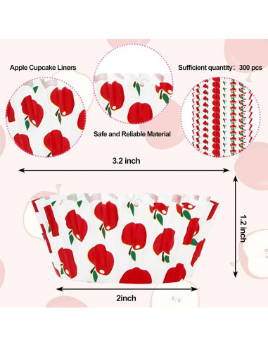 Forros para Cupcakes Manzana Rojos 300 Pcs Whaline 5.08 cm