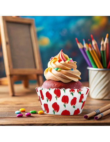 Forros para Cupcakes Manzana Rojos 300 Pcs Whaline 5.08 cm