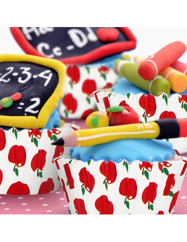 Forros para Cupcakes Manzana Rojos 300 Pcs Whaline 5.08 cm