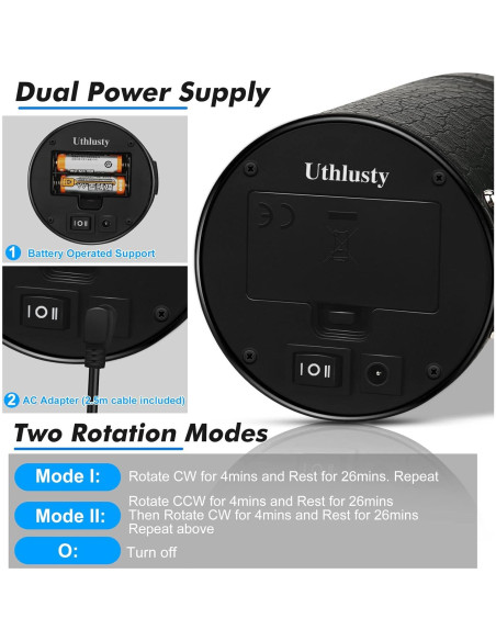 Enrollador de Relojes Automáticos Uthlusty Negro con Motor Silencioso Enrollador de Relojes Automáticos Uthlusty Negro con Motor Silencioso