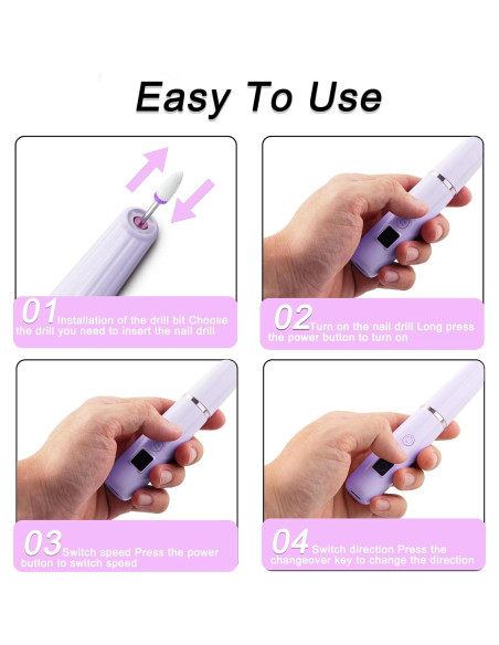Lima de Uñas Eléctrica AOMEES Portátil 12 en 1 Lavanda Lima de Uñas Eléctrica AOMEES Portátil 12 en 1 Lavanda