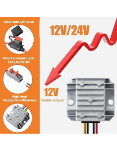 Convertidor Buck 12V 5A YBBOTT 60W DC 9-32V a 12V 2